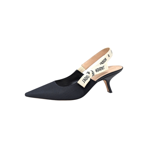 Dior Shoes - Dior J'Adior Black Slingback Mesh Pointed Toe Kitten Heel Pump Black 39 | 8.5